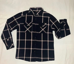 PACIFIC TRAIL 100% Cotton Plaid Blanket Flannel Button Down Shirt: Dark Blue, M - Picture 1 of 5