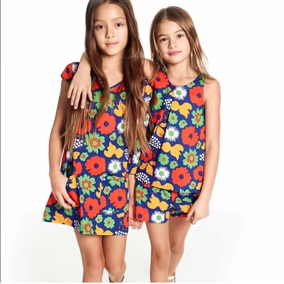 Mini Vestido Marimekko X Target Para Niñas Azul Marino Multicolor Floral Sin Mangas Talla M Foto 1 de 4