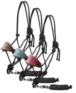 BRONC HALTER & Removable LEAD Padded  FILIGREE Noseband Nylon Cowboy Rope - Picture 1 of 4