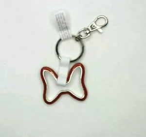 Disney Parks Schlüsselanhänger Minnie Mouse rote Schleife Leder & Metall NEU - Bild 1 von 1