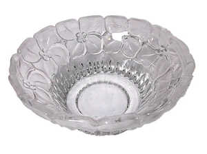 VTG 1950s Hawaiian Orchids Floral Frosted Candy Nut Bowl Clear Pressed Glass - Picture 1 of 6