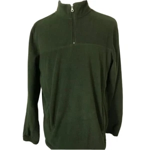 Croft & Barrow Mens Fleece Jacket Forest Green 1/4 Zip Long Sleeve Pullover L - Picture 1 of 9