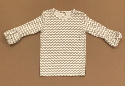 Roupas LNUC Matilda Jane branco/cinza Chevron manga de babado tamanho 6 - Imagem 1 de 4