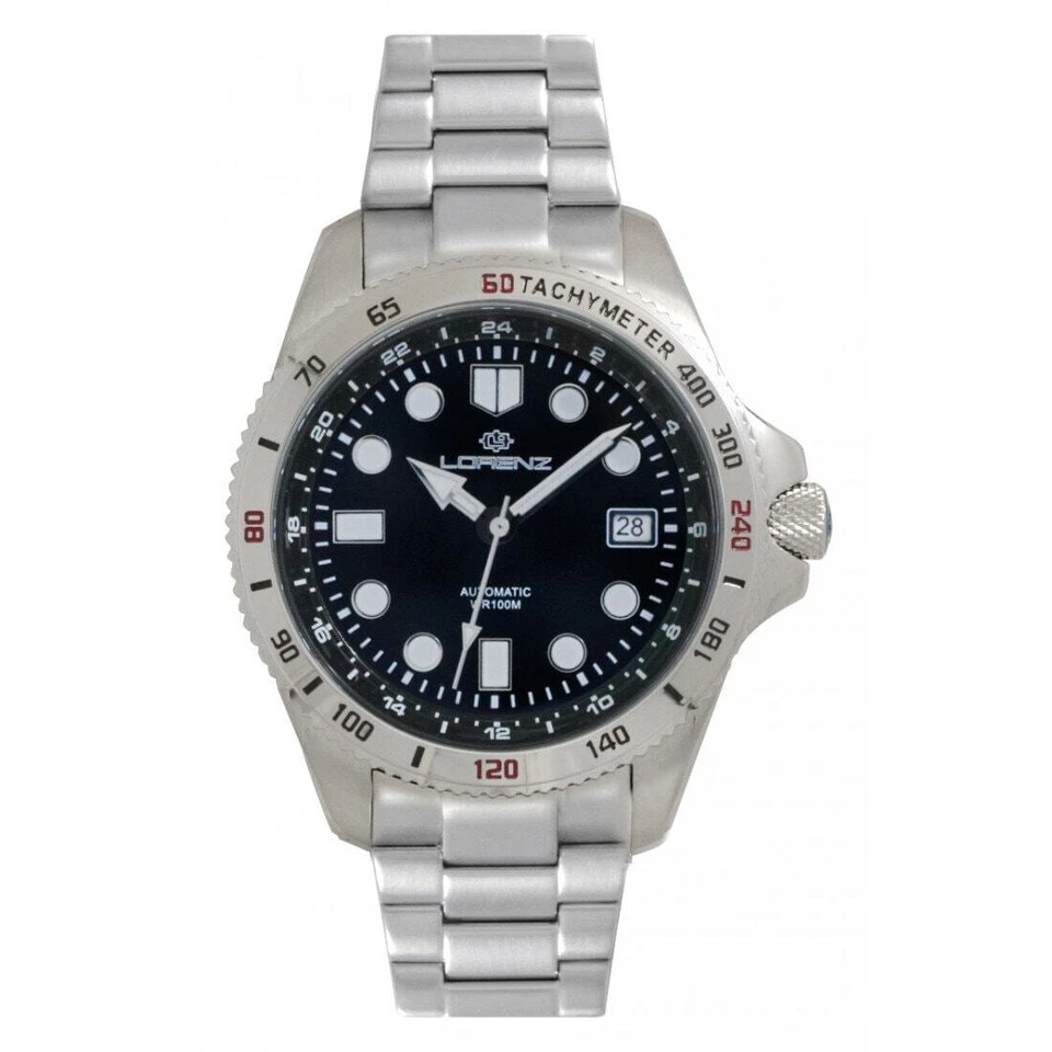 Orologio Automatico Uomo LORENZ 26974AA Bracciale Acciaio Nero Sub 100mt - Immagine 1 di 1