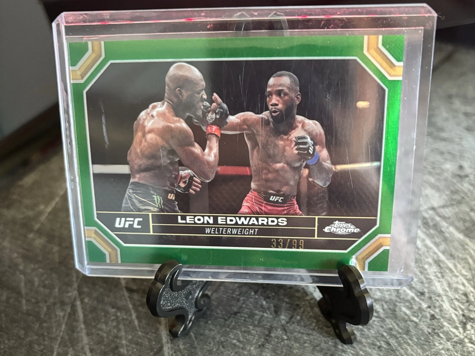 2024 UFC Topps Chrome Leon Edwards Green Refractor /99