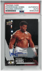 POWERHOUSE HOBBS SIGNED AUTOGRAPH SLABBED 2021 AEW UPPER DECK CARD PSA DNA - Picture 1 of 2