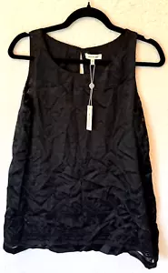 Max Studio Blouse XS Women Black Sleeveless Patterned Imprint NWT NEW $118 - Picture 1 of 12