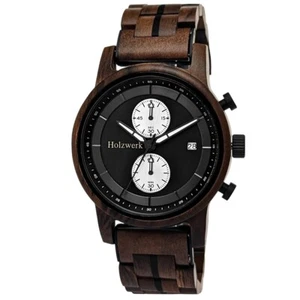 Holzwerk BAUNATAL Herren Holz Uhr Chronograph mit Datum in braun, schwarz - Bild 1 von 7