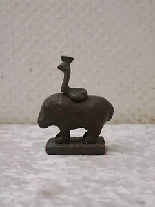 Figura de diseño de bronce tapir cobra serpiente recipiente recipiente quemador de incienso vintage - Imagen 1 de 7