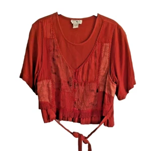 Camisa Victoria Moon Vintage Talla Med Boho Bohemia Patchwork Flecos Hippie En Capas - Imagen 1 de 7