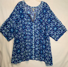 Maggie Barnes for Catherines Tunic Women's Plus sz 5X Sheer Blue Pullover Flowy