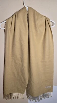Bufanda 100 % cachemir 70 pulgadas con flecos camel premium clásica de lujo Foto 1 de 4