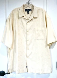 Nat Nast Herren SS geknöpftes Seidenmischung Hemd, elfenbeinfarben Ton in Ton Stickerei, XL - Bild 1 von 9