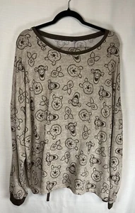 Disney Set 2x Pigiama Donna Pooh Tigro Maialino Marrone Manica Lunga Super Morbido - Foto 1 di 4