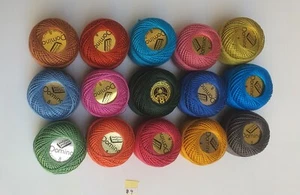 15 Balls Perle Cotton No:8 Embroidery Thread in Assrtd 15 different colours #4 - Picture 1 of 9