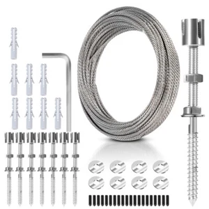 Rankhilfe Edelstahl Rankseilsystem Seilspannsystem Drahtseil Stahlseil 12M Set - Bild 1 von 10