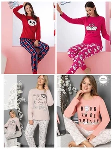 Damen Pyjama Schlafanzug Lang 2-Teiler Set C-75 - Bild 1 von 12