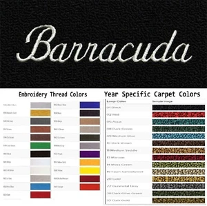 ACC 1964-1969 Plymouth Barracuda Custom Barracuda Word Logo 4pc Loop Floor Mats - Picture 1 of 29