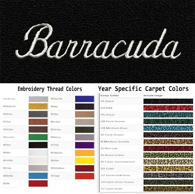 Tapetes de 4 piezas ACC 1964-1969 Plymouth Barracuda Custom Barracuda Word Logo Foto 1 de 4