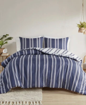 Intelligent Design Cobo Striped Full/Queen Duvet Cover Set, Blue/White 👍 - Image 1 of 4