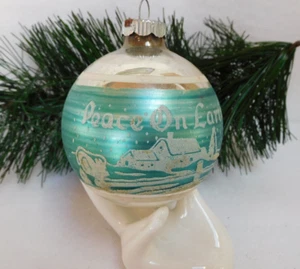 VINTAGE SHINY BRITE CHRISTMAS ORNAMENT MAILBOX HOUSE W/ "PEACE ON EARTH " - Picture 1 of 11