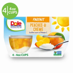 (2 pack) Dole Fruit Bowls Peaches and Creme Parfait, 4.3 oz (4 Cups) - Picture 1 of 7