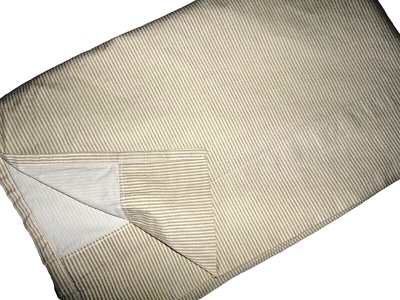 RALPH LAUREN TAN & WHITE OXFORD STRIPED (1) FULL FLAT SHEET 82 X 92 100% COTTON - Image 1 of 4