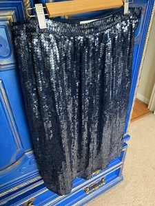 Vintage 1970s Blue sequin 100% Silk Skirt Saz by Surjit & Adarsh Gill Size 14 - Picture 1 of 3