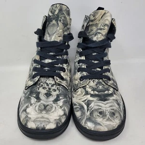 Dr Martens Hackney Beckett Boots Blk Grey Roses Skulls Floral Shoes Womens 7 99% - Picture 1 of 8