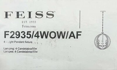 Feiss F2935/4WOW/AF - 4 - Madera de roble resistente a la intemperie ligera/colgante antiguo de hierro forjado Foto 1 de 2