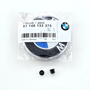 82mm BMW Badge Emblem + Includes 2pcs Grommets E34 E36 E46 E60 E90 E80 E53 - Picture 1 of 4