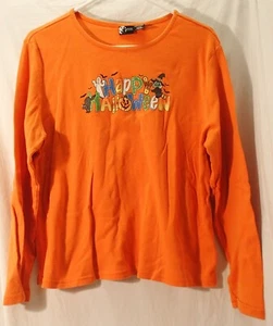 Holiday Editions Happy Halloween Long Sleeve Women's Cotton T-Shirt Size XL - Picture 1 of 4
