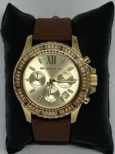 Michael Kors MK5874 Women's Brown Leather Analog Dial Quartz Wrist Watch KS610 - Picture 1 of 12