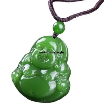 Collar chino verde jade Buda colgante tallado a mano joyería de moda amuleto Foto 1 de 4