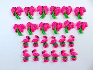 Plastic Flatback Craft Embellishments Palm Trees Flamingos Tropical Vaca 24 Pc - Picture 1 of 5