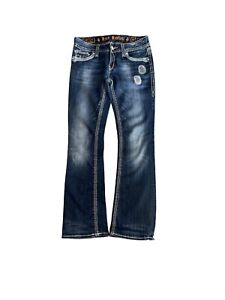 Women's Rock Revival Alanis Boot Distressed Embellished Denim Jeans - Size 30
