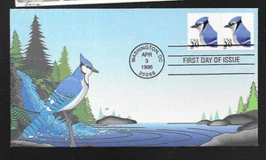 BLUE JAY  BIRD STAMP 1996 LOVELY JOE RYAN SIGNED #37/50 MADE CACHET FDC UNADDR - Picture 1 of 1