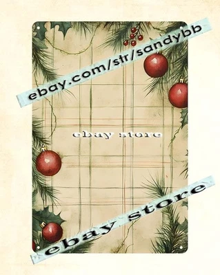 Poinsettia Plaid Tin Sign Rustic Christmas Design - Image 1 of 4