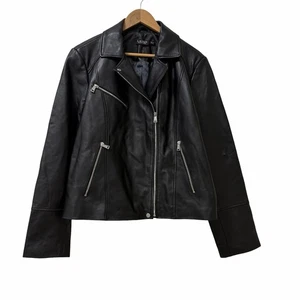 Giacca Moto Lauren Ralph Lauren Donna Pelle di Agnello Taglia XXL Nera Biker DIFETTO - Foto 1 di 11