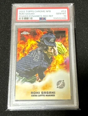 PSA 10 Roki Sasaki 2022 Topps Chrome NPB Power Dynamics Red Refractor /5 Rare - Image 1 of 4