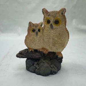 Markenlos Harz Eule Paar Ornament braun handbemalt Figur - Bild 1 von 8