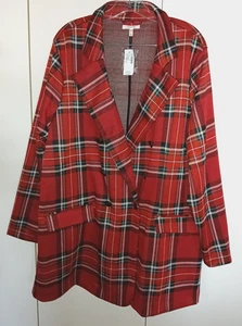 MAURICES LADIES RED PLAID KNIT STRETCH JACKET-2X-NWT-$49.90-NICE/COMFY - Picture 1 of 2