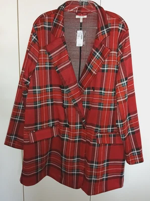 MAURICES LADIES RED PLAID KNIT STRETCH JACKET-2X-NWT-$49.90-NICE/COMFY - Image 1 of 2