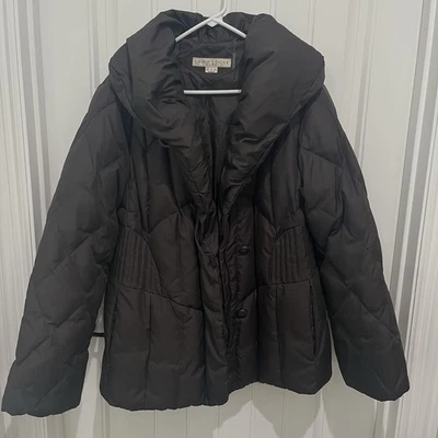 ABRIGO DE INVIERNO PARA MUJER LARRY LEVINE TALLA XL Marrón PLUMA ABAJO CHAL CUELLO PARKA Foto 1 de 4