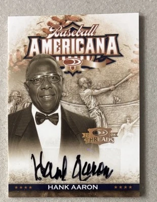 2008 DONRUSS THREADS BASEBALL AMERICANA SIGNATURES HANK AARON AUTO #’D 4/5 - Image 1 of 2