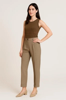 Pantalones para mujer Nordstrom vintage años 2000 talla 6 dobladillo con puños, pantalones de viaje, color topo Foto 1 de 4