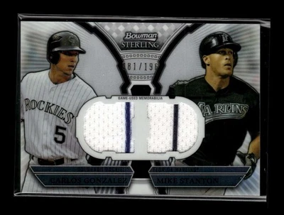 Reliquias dobles Mike Stanton 2011 Bowman Sterling #GS (Giancarlo) con Carlos González Foto 1 de 2