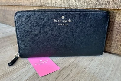 NUEVA Cartera Continental Kate Spade NY Brynn Grande de Cuero Negra, #K4697 - Nueva con Etiquetas Foto 1 de 4