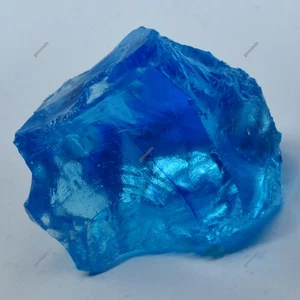 75.6 Ct Blue Sapphire Lab-Created Uncut Rough CERTIFIED Loose Gemstone Huge Size - Picture 1 of 5