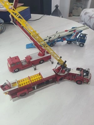 Corgi Trucks Vintage Lot with two Firetrucks and car carrier.  Near Perfect - Image 1 of 4